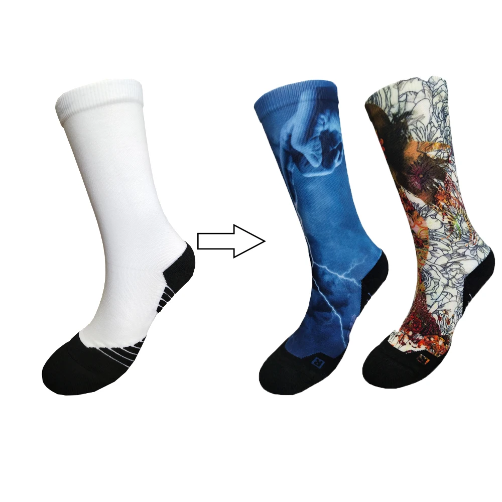 

High quality tube crew polyester 3D print custom sock, Custom color