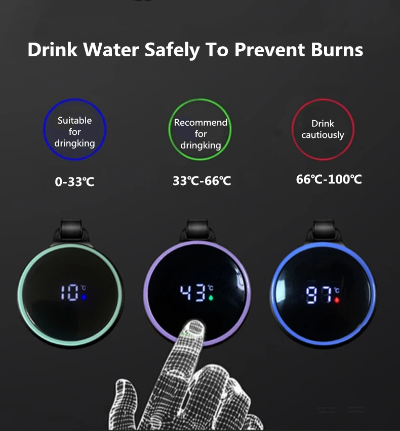 
2020 Temperature Bottle Intelligent Stainless Steel Thermo with LCD Touch Screen Insulated Vacuum Smart Water Thermal Bottle 