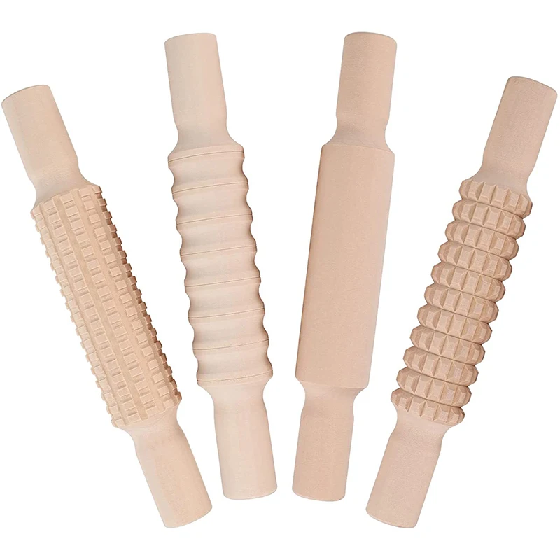 

Wholesale Montessori Wooden Embossed Rolling Pin Set Play Dough Roller Wood Kids Mini Playdough Rolling Pin, Natural wood color