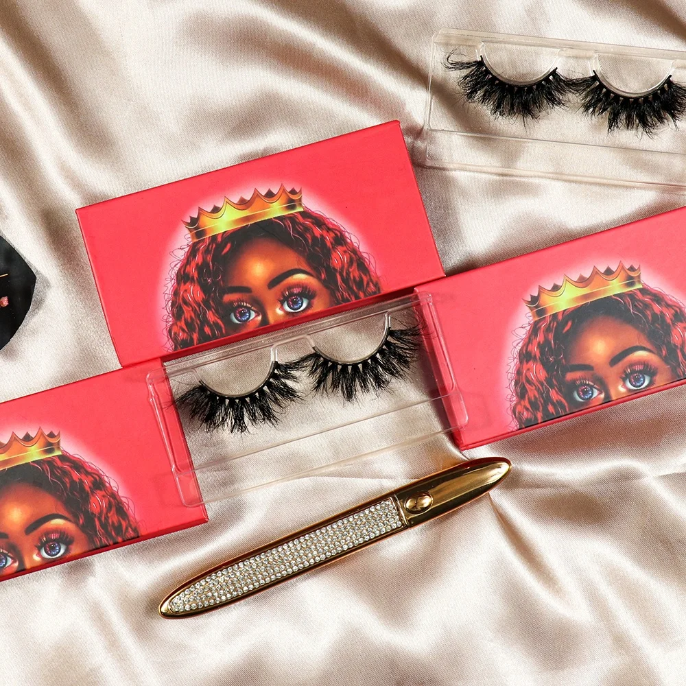 

Queen magnetic boxes wholsale cruelty free fluffy thick 25mm 3d mink eyelashes with custom packaging