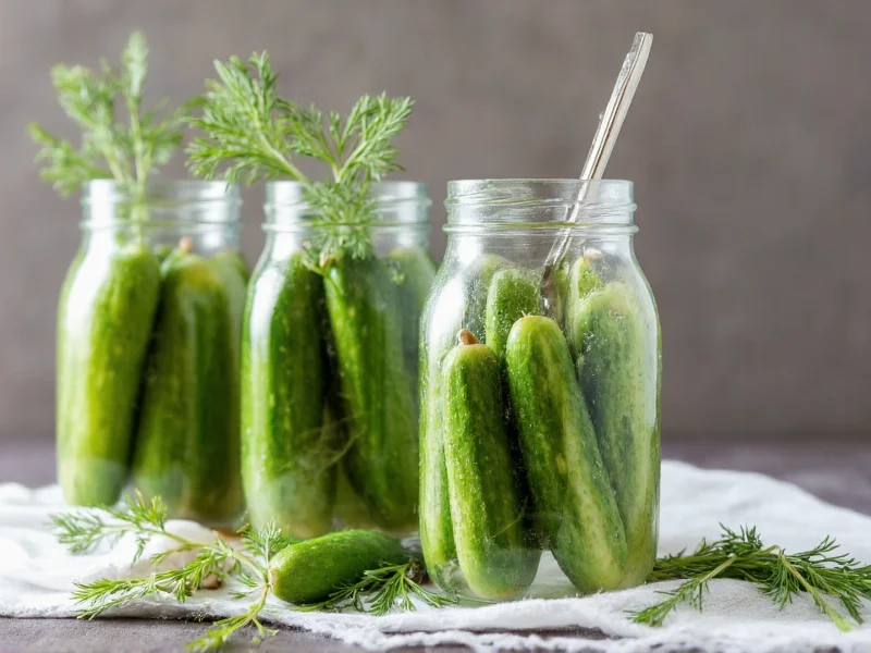 Fresh cucumbers and dill in mason jars