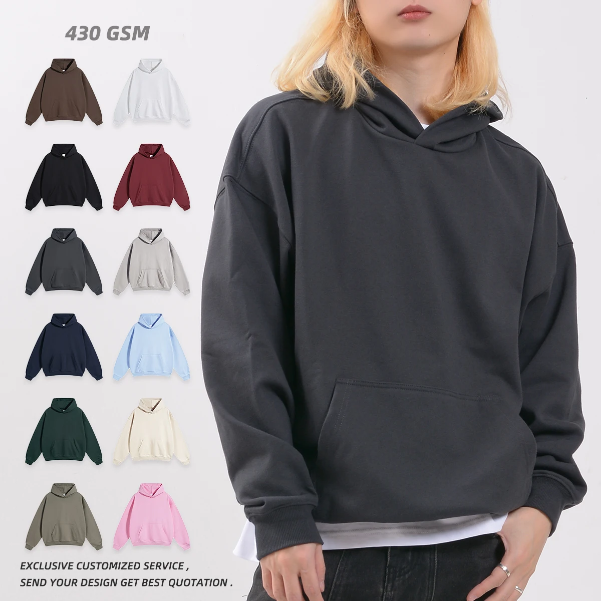 Heavyweight Cotton French Terry Drop Shoulder Hoodie