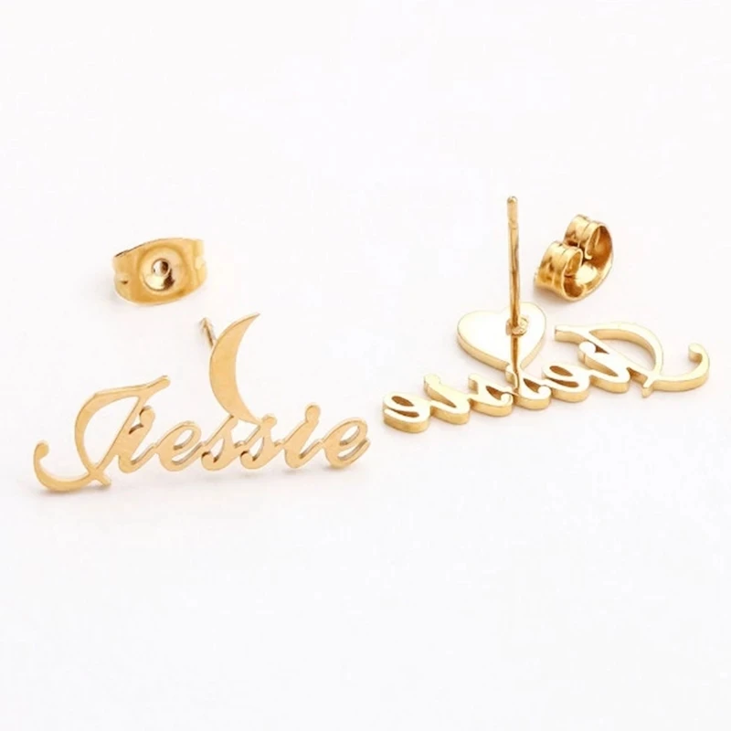 

Wholesale Cute Star Name Earrings For Women Girl Customized Jewelry, Gold