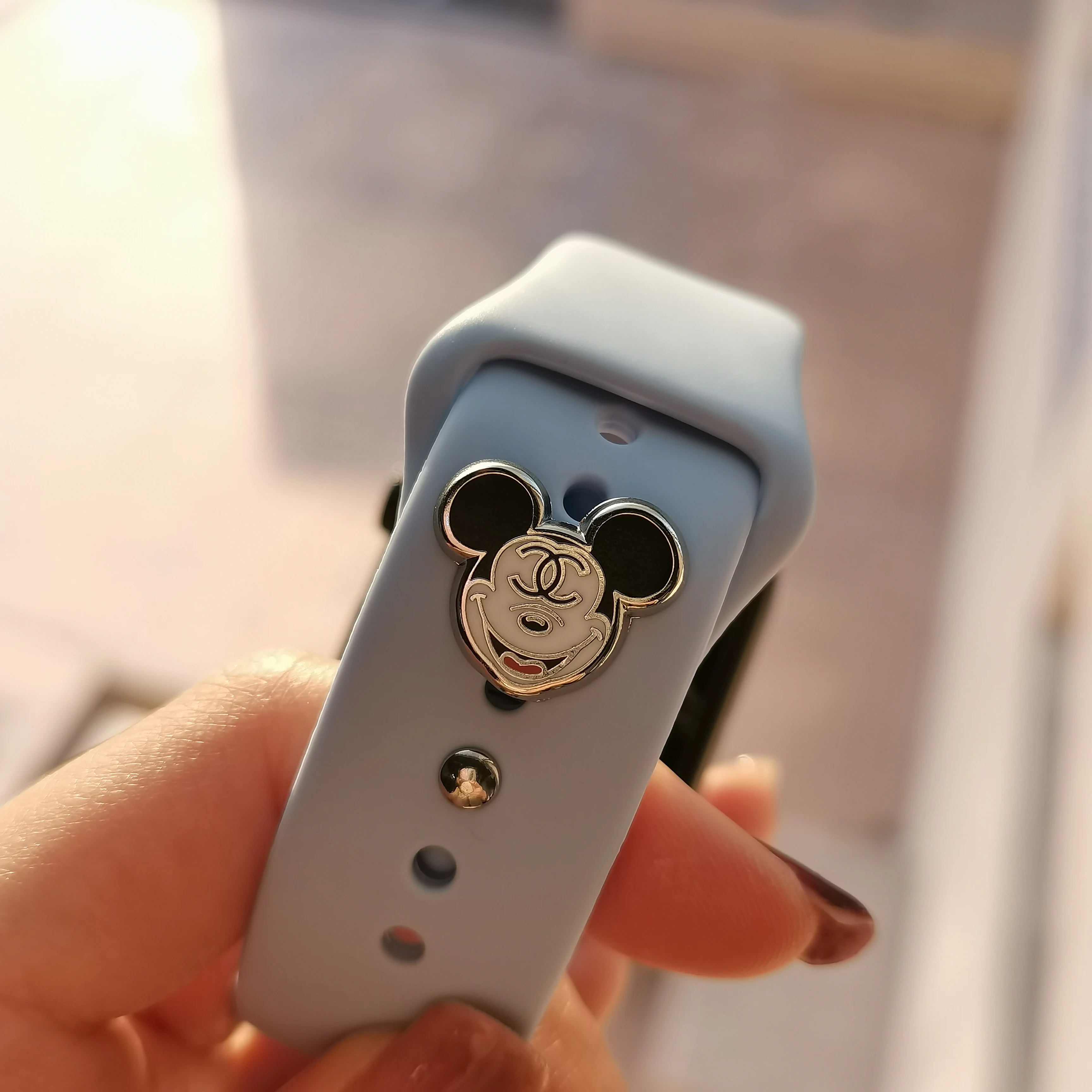 

Wholesale jewelry Rabbit Ms mouse Metal charms for apple watch band Hard enamel watch charm