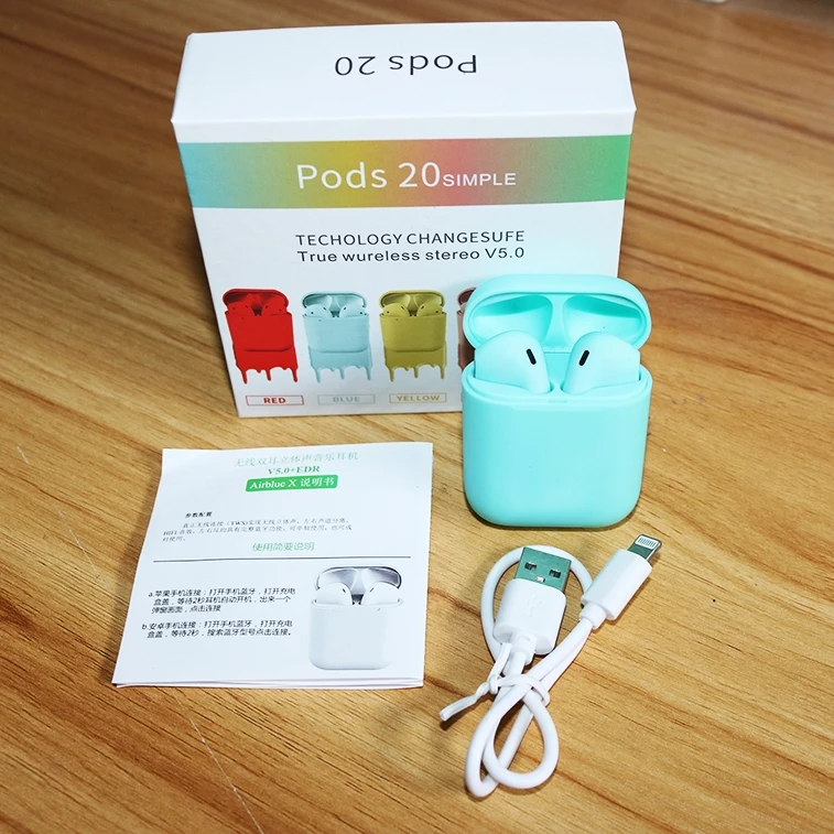 i12 TWS Blue tooth Earbuds Wireless Headphones Deep Bass Stereo Sound Earbuds with Mic Waterproof for iPhone Android Sports E - ANKUX.COM