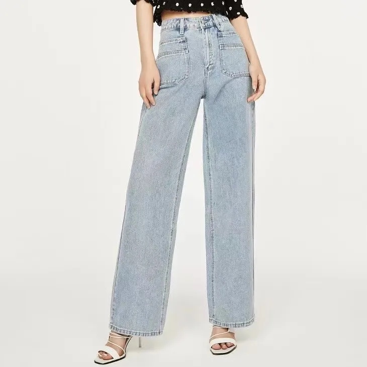 

2021 OEM Women's Wide Leg Jeans Straight Loose Pants