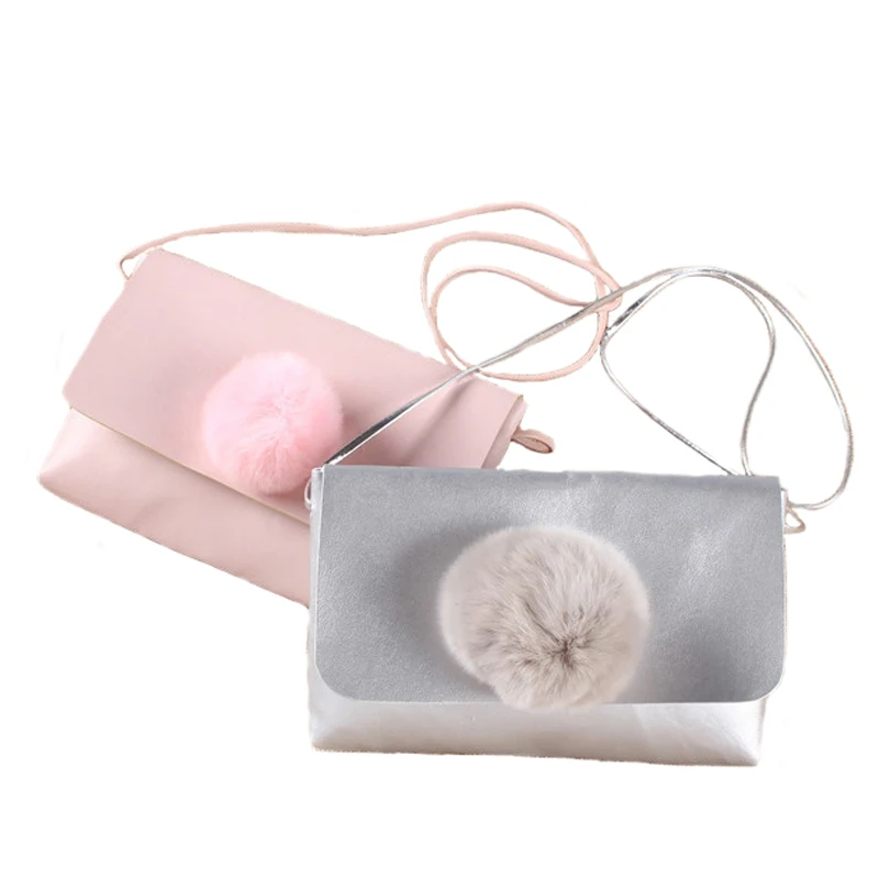 

Baby Coin Bags Purse PU Hairball Solid Children Gifts ladies handbags girls, Red yellow black