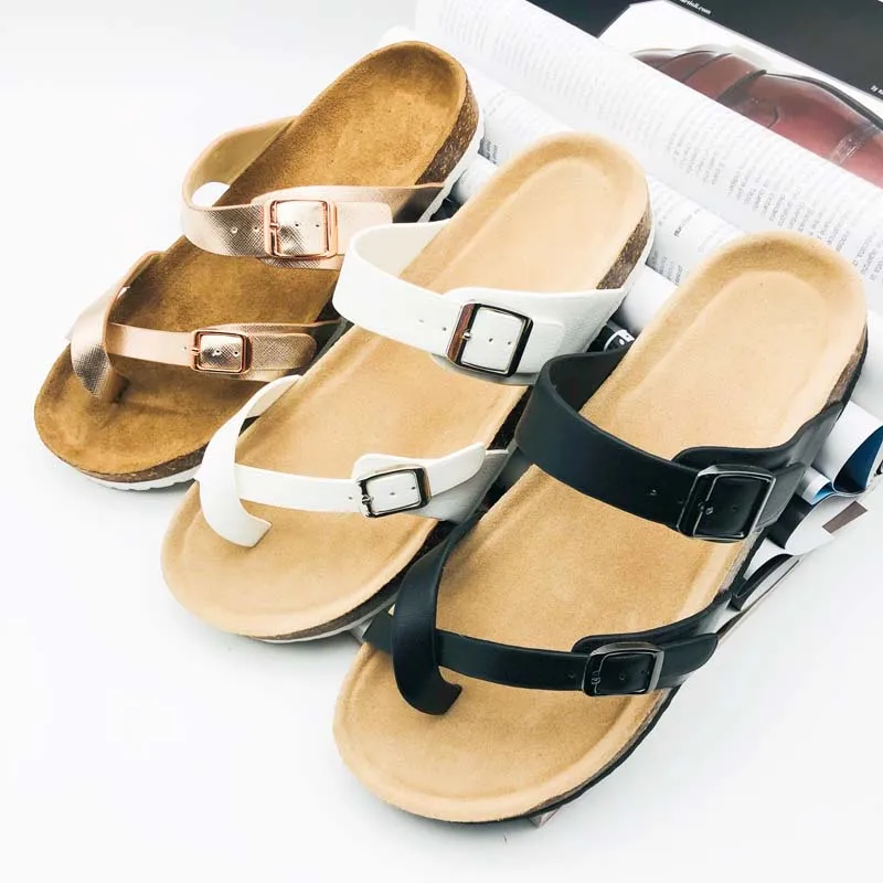 

High Quality Comfortable Durable Fashion Pu Flat Women Slipper And Sandal, White black rosegold