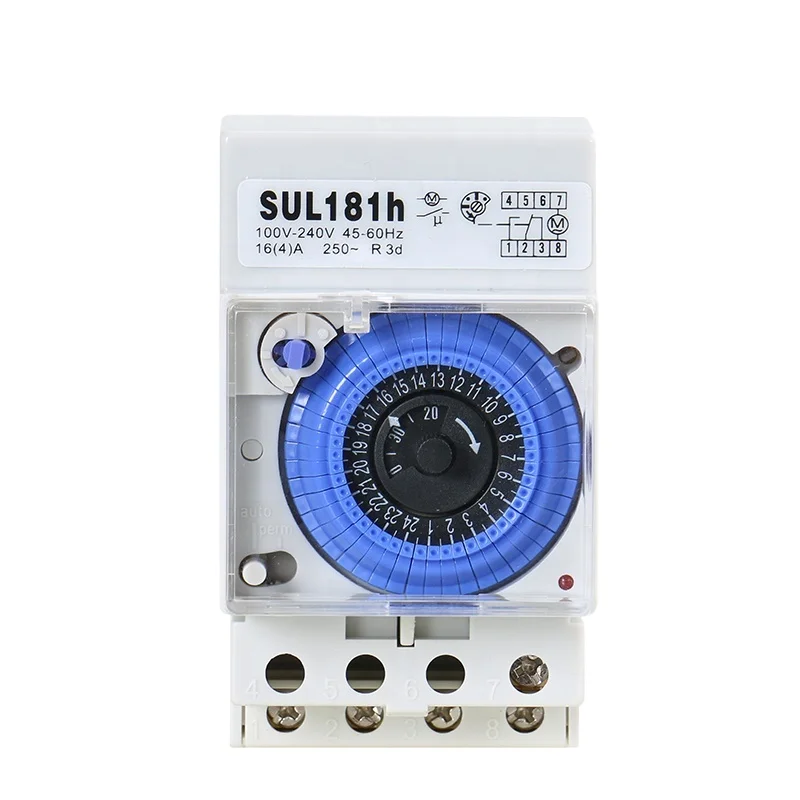 

GEYA SUL181h 220V Time Switch 24 Hours Mechanical Programmable Din Rail Timer Switch with Battery 110V-240V