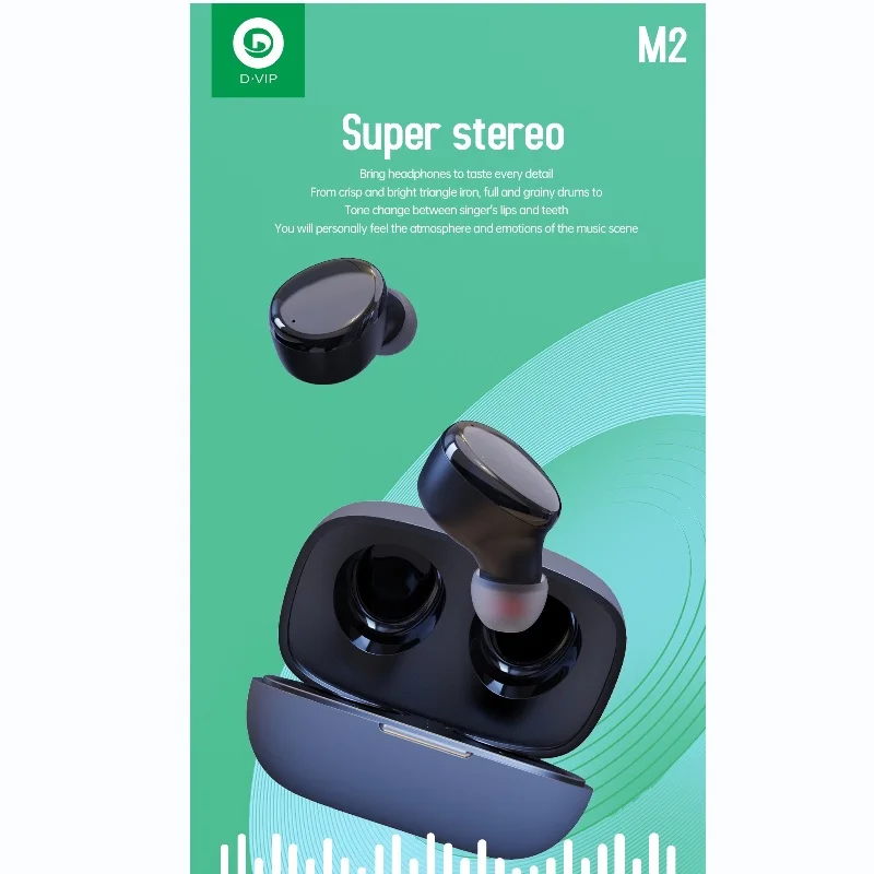 

M2- TWS True Wireless Stereo Lightweight Compact long listening Stereo surround sound Strong battery life, Black