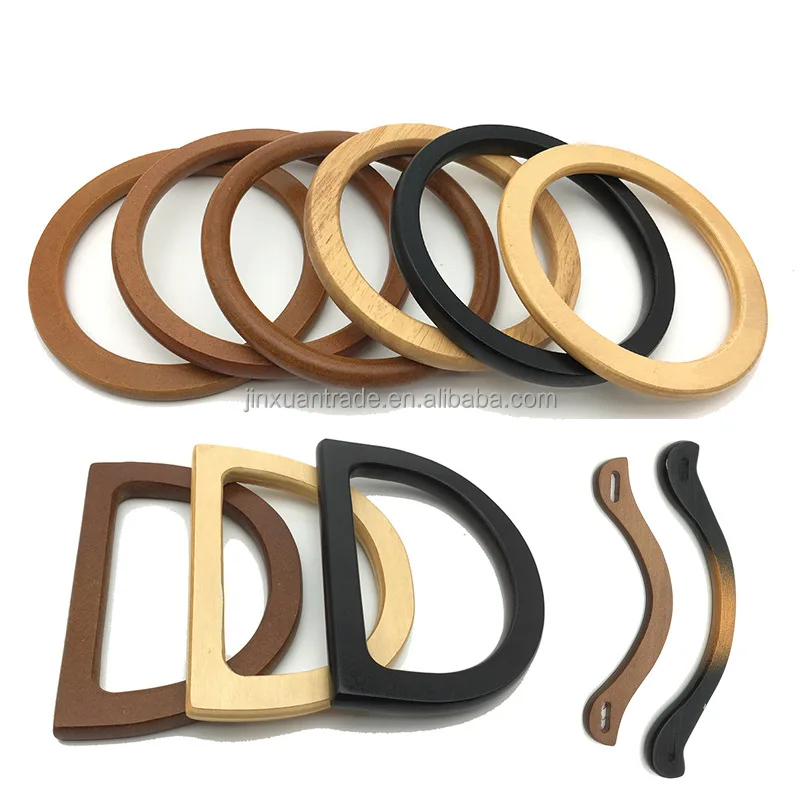 

Metal Handles for Bags Bamboo Circular Bag Handle Wooden Handles for Bags, Natural,gold