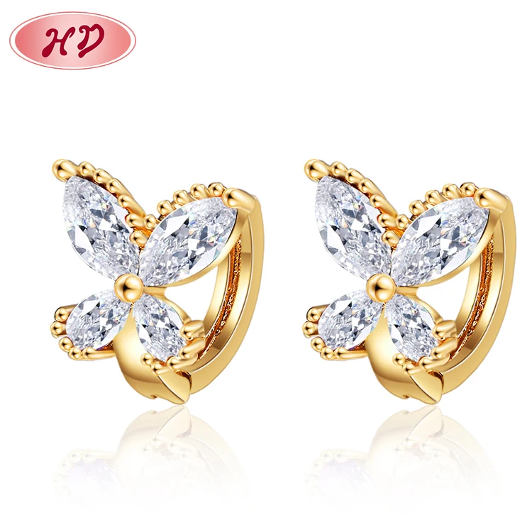 

Fashion 18K gold plated AAA Cubic Zircon CZ jewelry Hot Sale Butterfly Huggie earring for Women