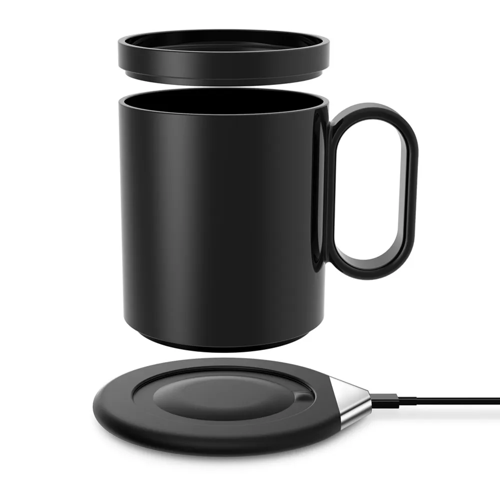 

Coffee Mug Warmer with Wireless Charger for Desk, Heated Coffee Mug with 15W Wireless Charging USB Auto Shut Off Tea Warmer, White,black