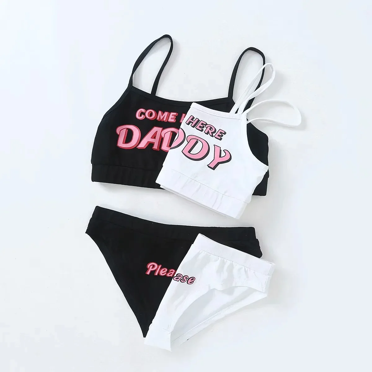 

wholesale sexy letter yes daddy 2 piece cotton spaghetti strap style one piece sleepwear nightwear