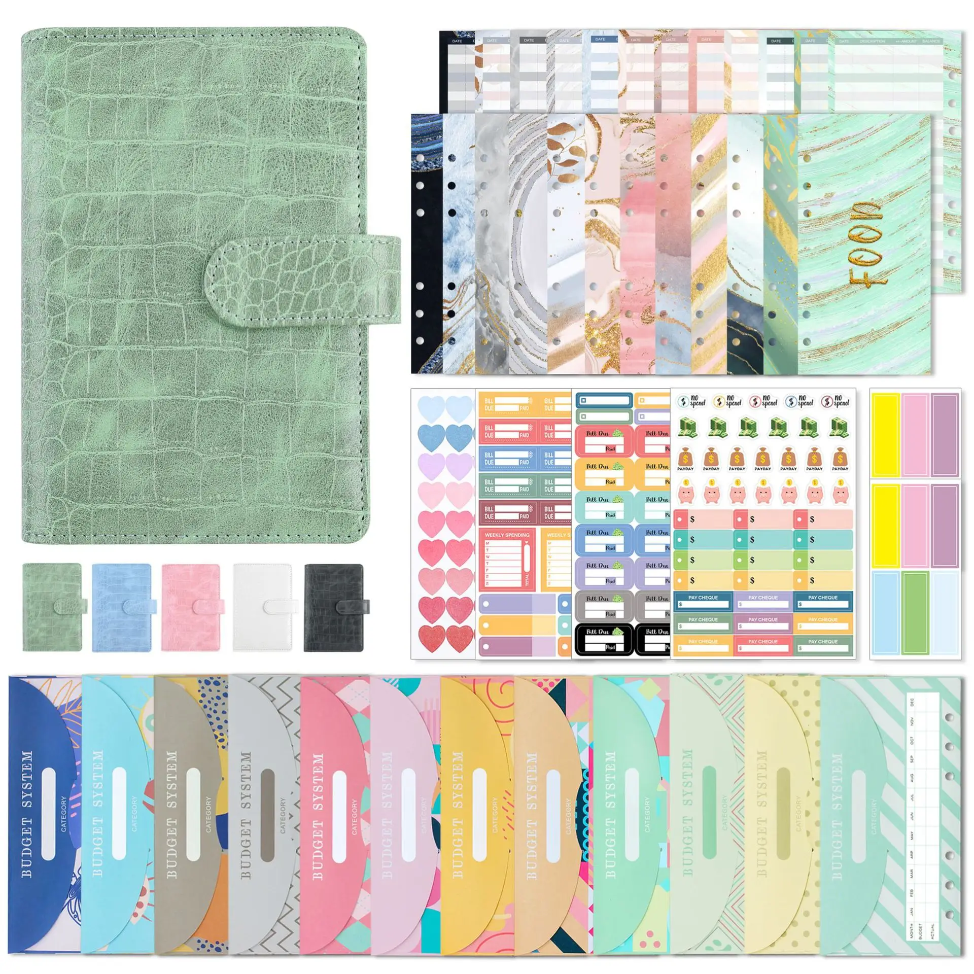 

wholesale planner binder set money challenge budget binder sheets a6 croc budget binder with cash envelopes for budgeting