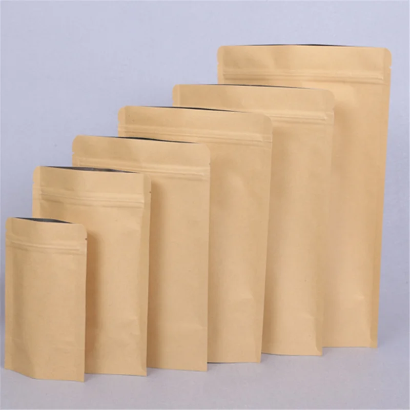 2022 Resealable Kraft Paper Bags Aluminum Foil Lined Kraft Paper
