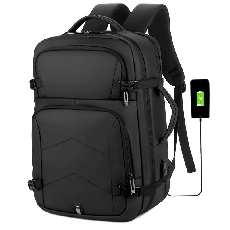 

Custom Backpack waterproof PU usb port business laptop back pack school Anti theft bags backpack, Black,gray