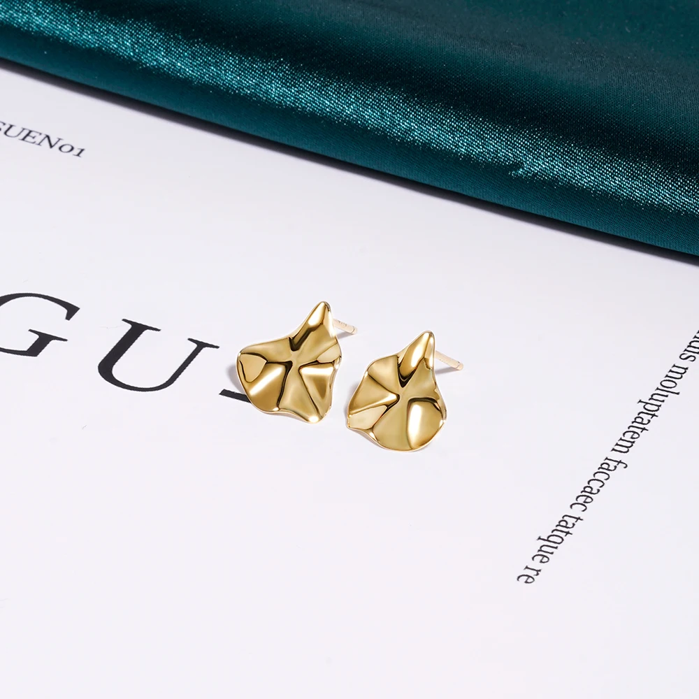 

Wholesale Designer Inspired Jewelry 925 Sterling Silver 18k Gold Filled Fall Exaggerated Abstract Stud Earrings For Women