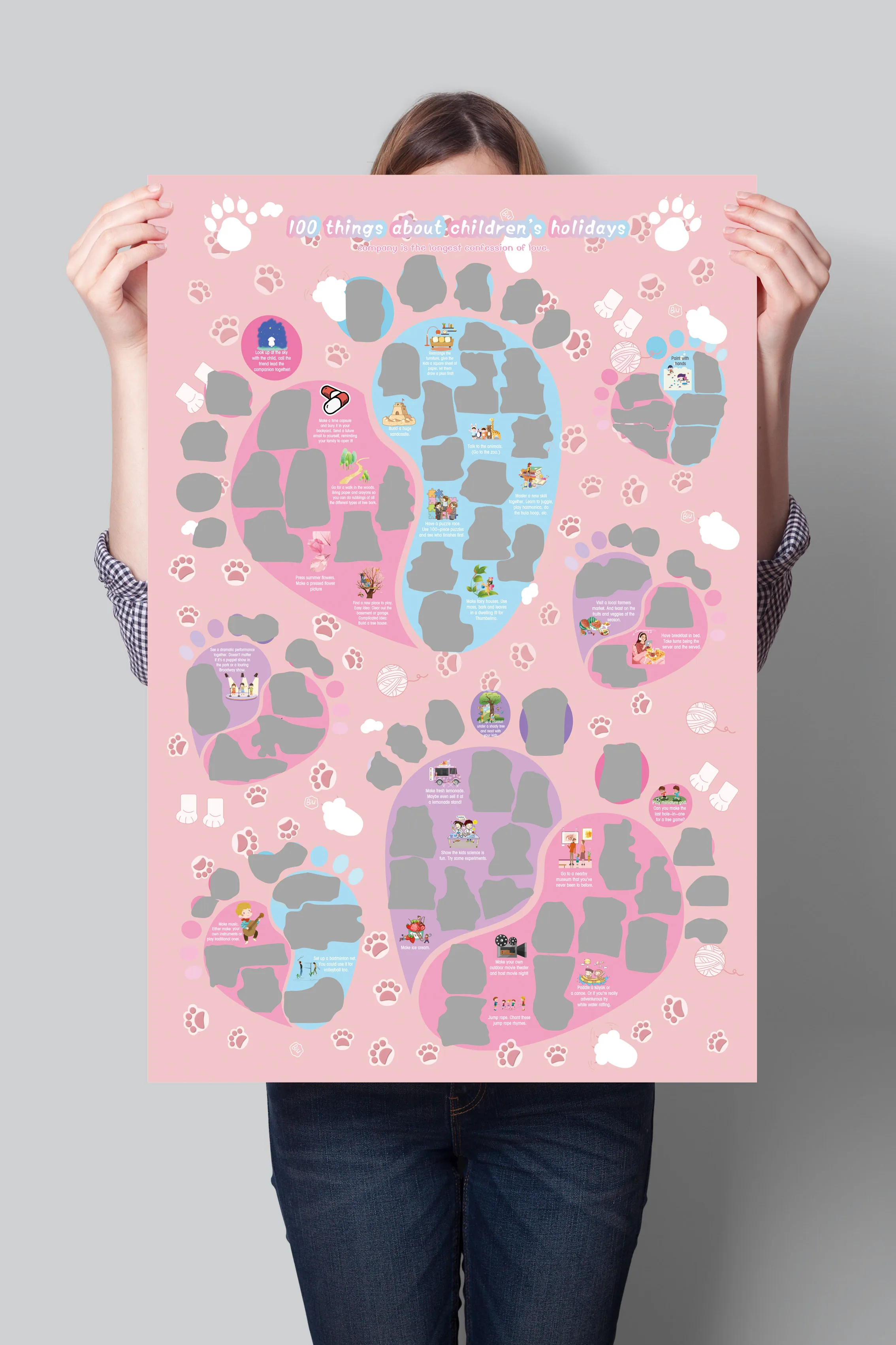 Pink And Blue Design For Baby Girl 100 Things To Do With Your Children Scratch Off Bucket List Poster For Baby Shower Gift