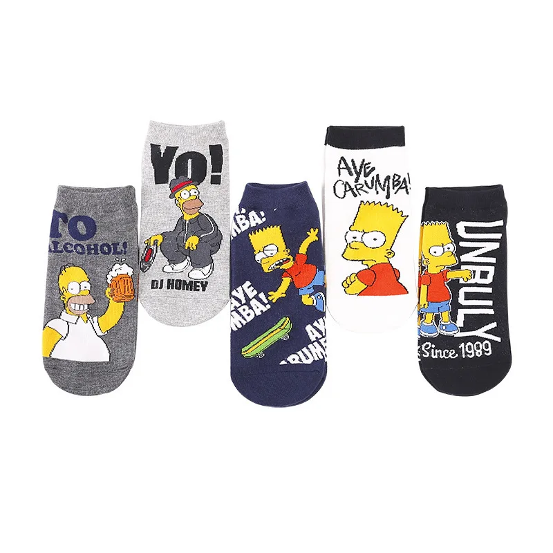

New Fashion Wholesale Simpson Style Socks With Logo Men Ankle Socks