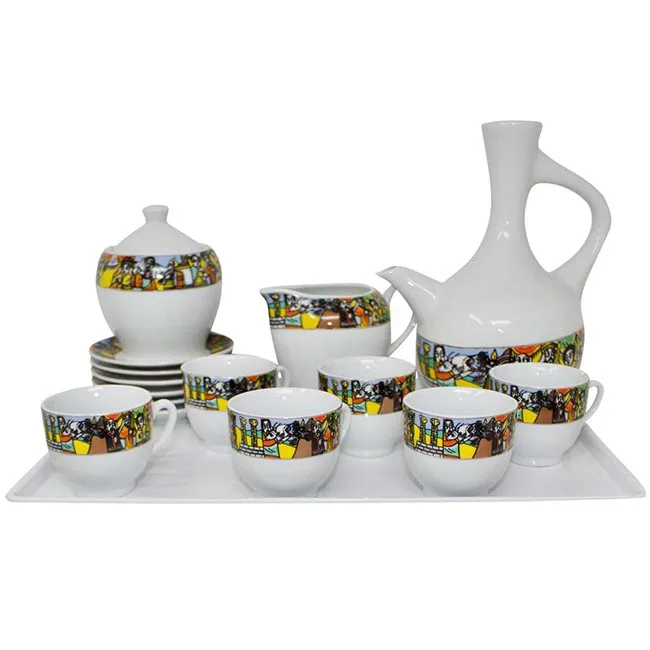 Fashion Rekebot Fine Porcelain 16pcs Ethiopian Coffee Set Coffee Cup