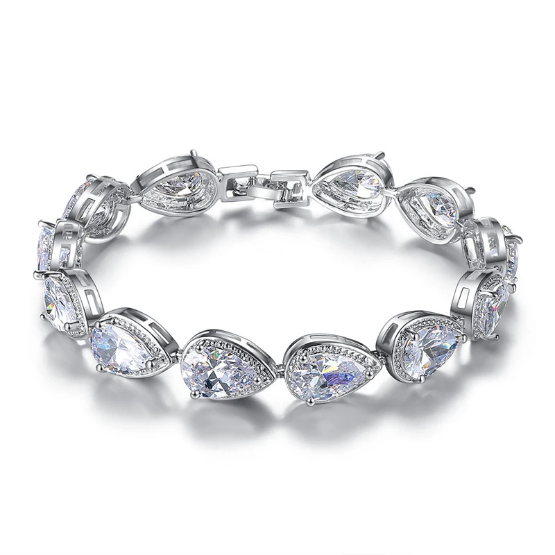 

Korean Multi Color Water Drop Bracelets Love Angel Tears Beaded Zircon Women Bracelet Jewelry (KB8233), As picture