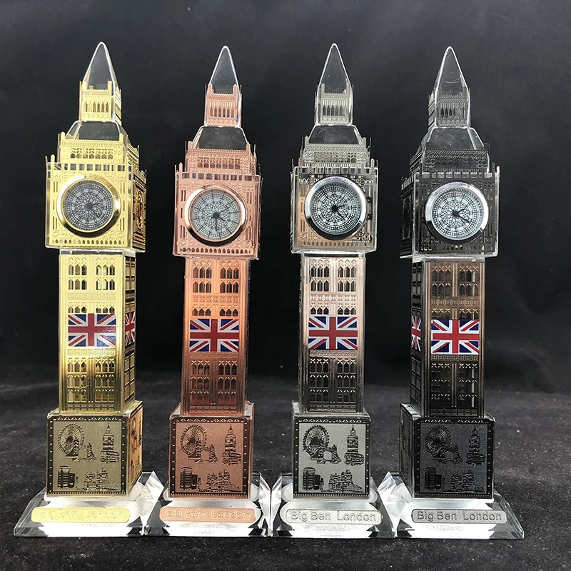 Big Ben crystal clock changing colour light London souvenir ornament gift glass 
