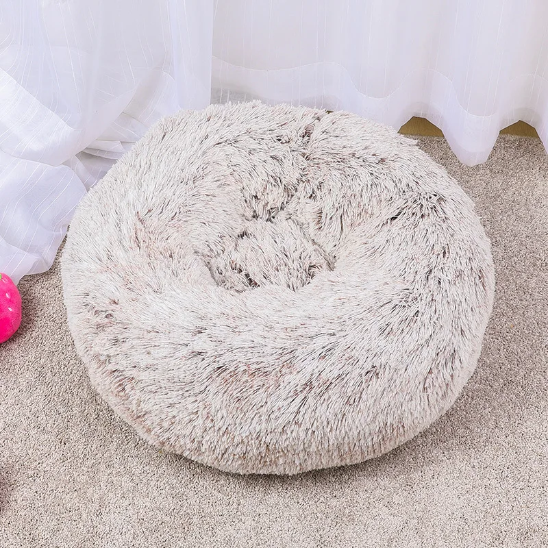 

Best Seller Washable Orthopedic Shag Fur Comfortable Donut Cuddler Round Dog Bed, Random