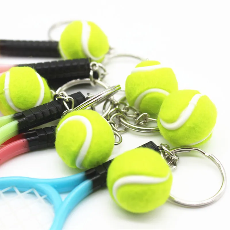 

6 colors tennis racket keychain key ring tennis racquet key chain key holder creative portachiavi chaveiro llaveros mujer