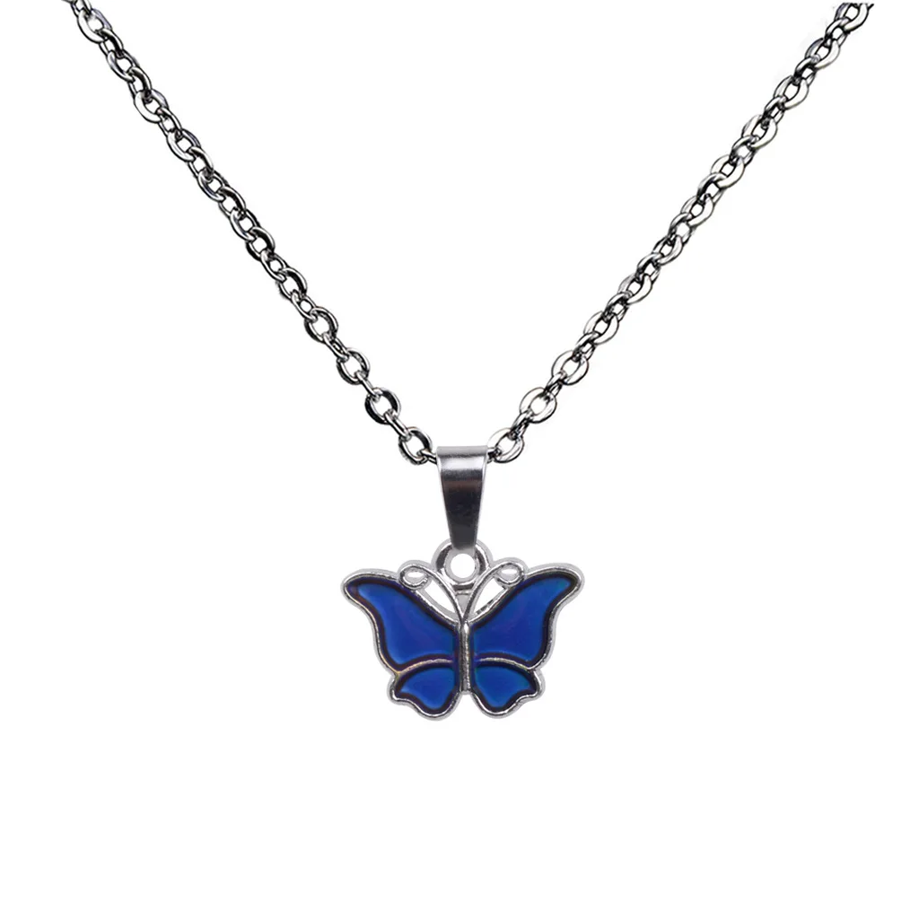 

New lovely butterfly pendant stainless steel chain necklace temperature changing necklace wholesale (KNK5186), Same as the picture