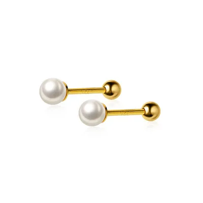 

S925 Sterling Silver Stud Earrings Spiral Pearl Earrings For Girls