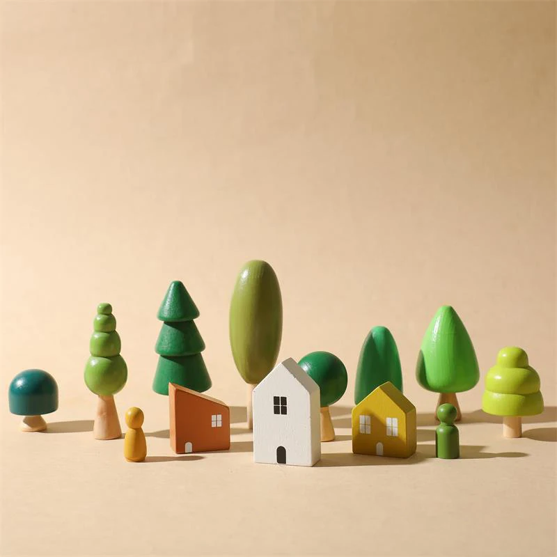 

Nordic Building Blocks Miniature Tree Toys Balancing Stacking Stone wooden Toddler Educational Toys for Kids