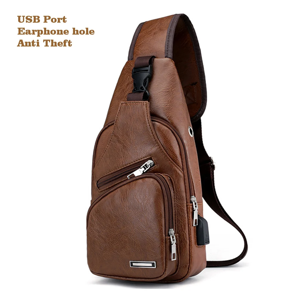 

Hot Men Handbags Casual PU Leather Bag Vertical Briefcase Shoulder Messenger Bags usb charger port earphone hole, As picture