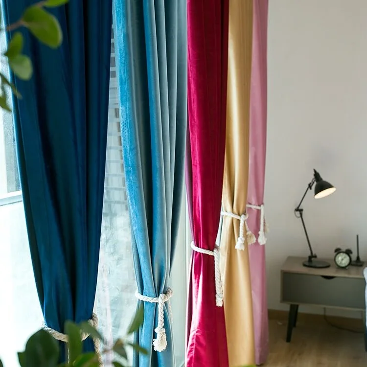 Small MOQ luxury velvet fabric ready made curtain for living room window curtains