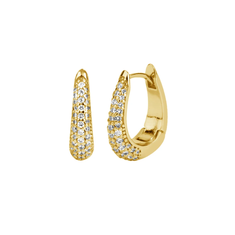 

silver jewelry wholesale 925 Sterling Silver Huggie earrings 18K gold Plated chunky zircon hoop Earrings For women