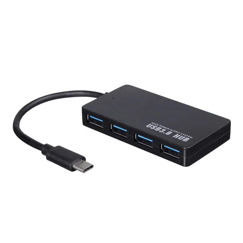 

HUB USB3.0 Type-C 4 Ports USB Port Charging for iMac Laptop, Black