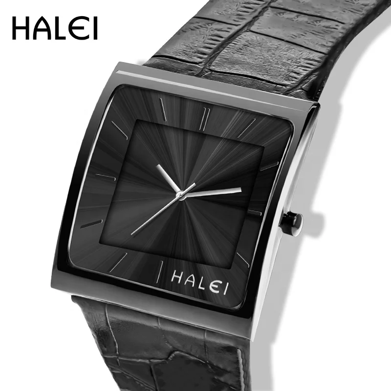 

485M Halei Men Original Brand Watch Male Luxury Leather Strap Mens Quartz Watches, 2 colors