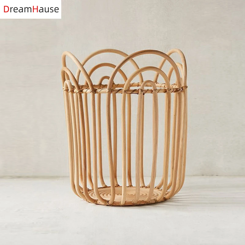 

Dreamhause Ins rattan storage baskets Hand-woven dirty clothes baskets Nordic bedside storage baskets