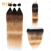 

Bliss Colorful Bundles T1B-4-27 Colored Brazilian Cuticle Aligned Human Hair Color Extensions Bundles with Closure and Frontal
