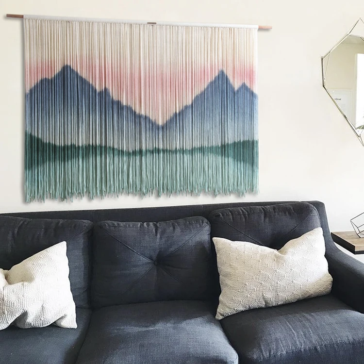 

Tie-Dye Macrame Wall Hanging Large Tie-Dye Geometric Home Decor Bohemian Tapestry Wall Art Home Wall Decor, White.green.blue.pink