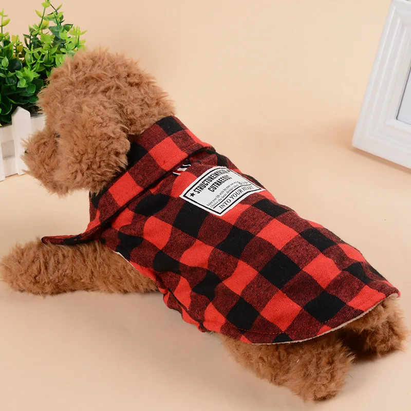 

Hot Selling Warm Comfortable Lattice Pet Jackets Wholesale Fleece Dog Clothes Shirt