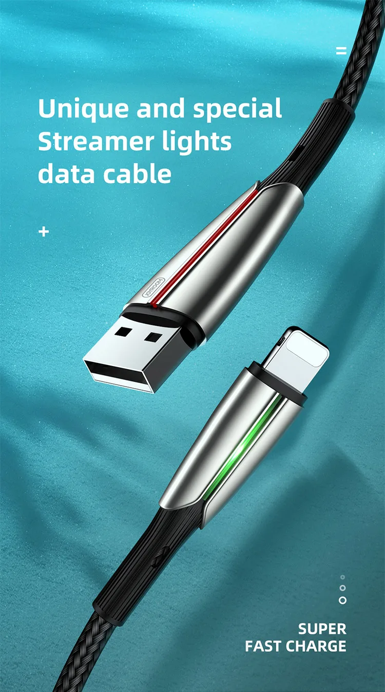 Customized M399 3A Quick Charging data transmission flash light zinc alloy nylon braided USB phone cable - ANKUX.COM