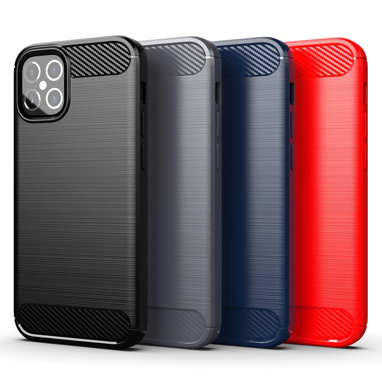 

Carbon Fiber Shockproof Soft TPU Back Cover mobile Phone Case For iPhone 12