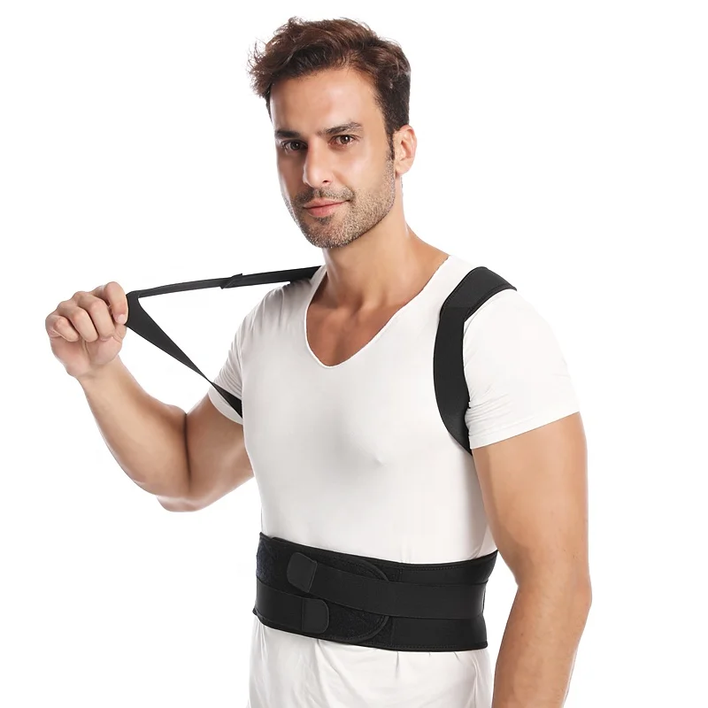 

Back Brace Posture Corrector Magnetic Support For Upper Back With Adjustable Belt, Black