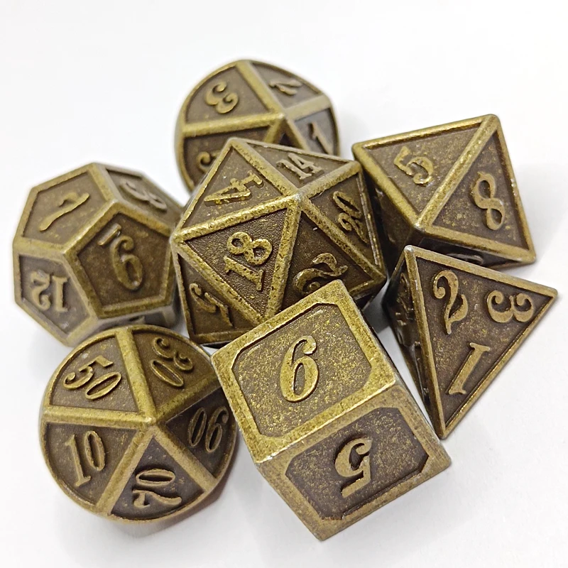 

Bronze dice dnd board game adult polyhedral metal dice