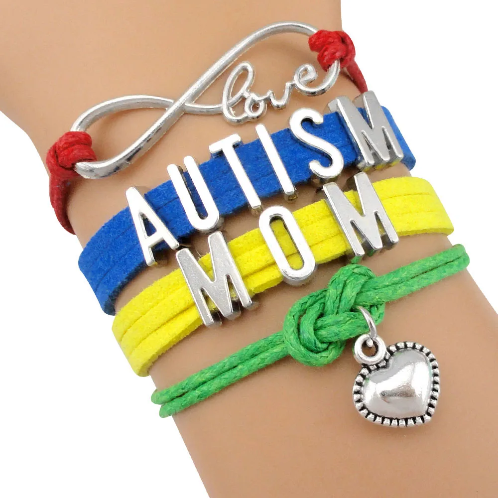 

Autism Warrior Jigsaw Puzzle Pieces Grandma Nana Mom Dad Auntie Daughter Son Autism Awareness Ribbon Bracelets for Women, Silver plated