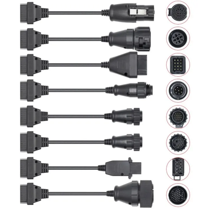 

car Full Set 8pcs Truck Cables Compatible With delphi ds150e tcs cdp pro MVD Cable wow snooper obd2 cable