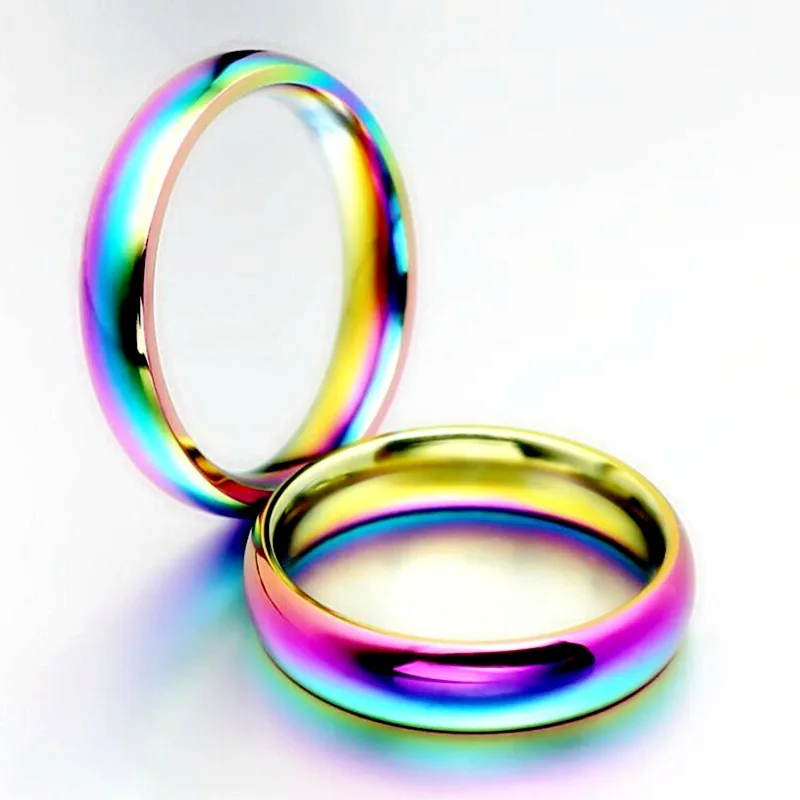 

4mm Arc Stainless Steel Smooth Ring Hot Style Titanium Steel Couple Ring Hand Jewelry Wholesale, Multi color