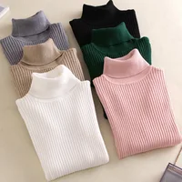 

2019 Autumn Sweaters Female Women's Turtleneck Sweater Knitted Ribbed Pullover Winter High Elasticity Slim Jumper