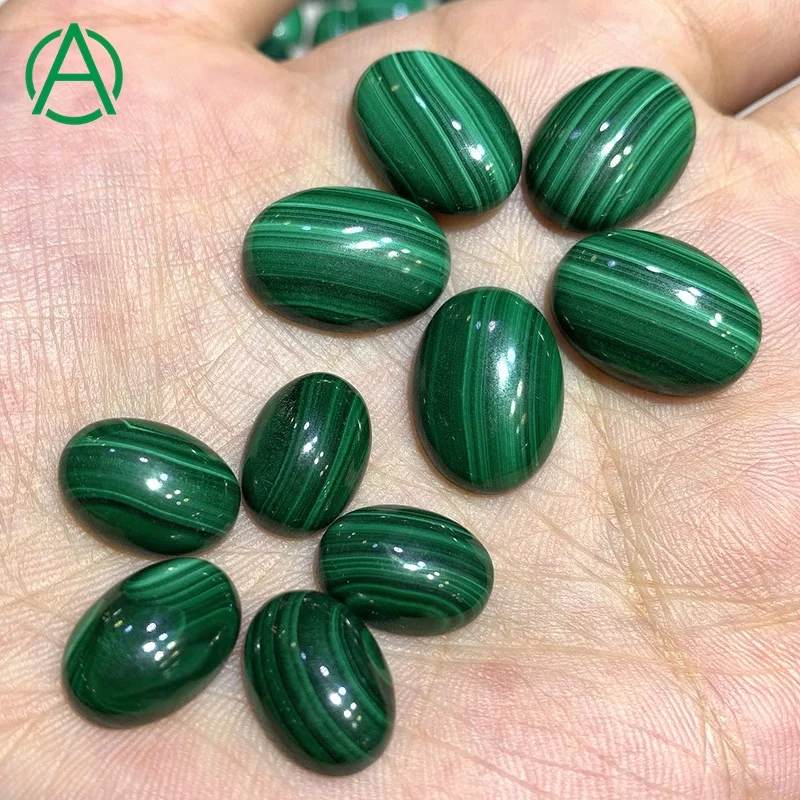 

ArthurGem Wholesale Natural Rare Quality Malachite Oval Gemstone Cabochon Malachite Loose Gemstone for Jewelry Making